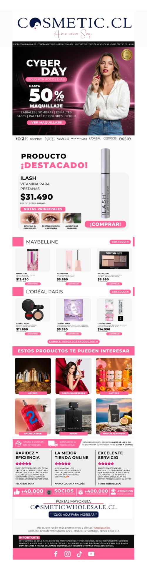 ¡Cyber Day! 📲 Maquillaje con hasta 50% dcto ❤️