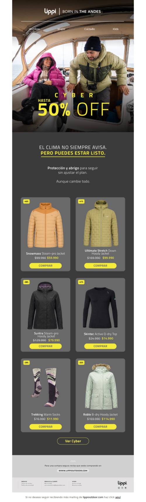 Prepara el invierno con Cyber! Hasta 50% OFF