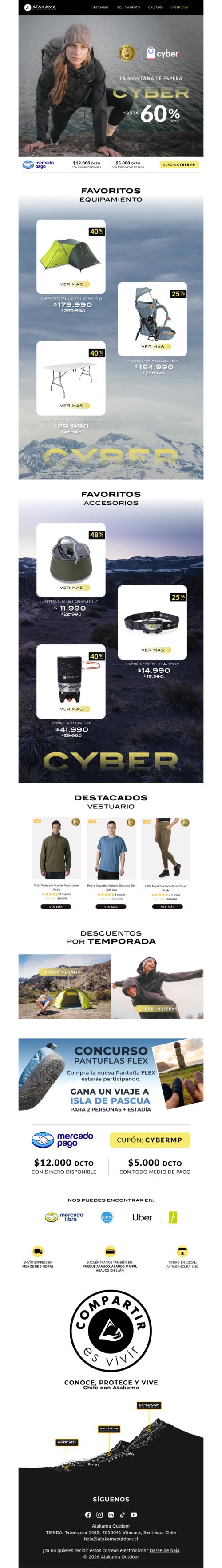 🚨Martes de CYBER en Equipamiento Outdoor!