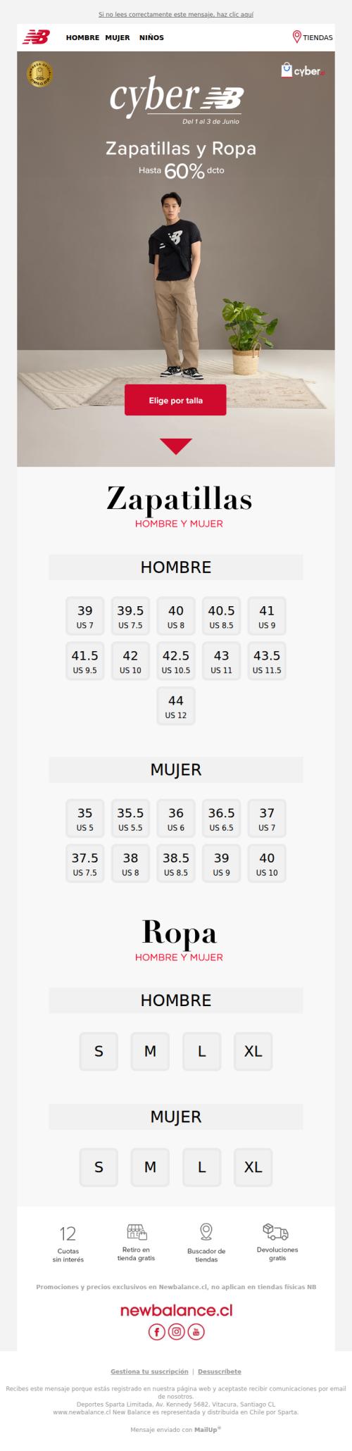CYBER📣 Elige por Talla HASTA 60% DCTO