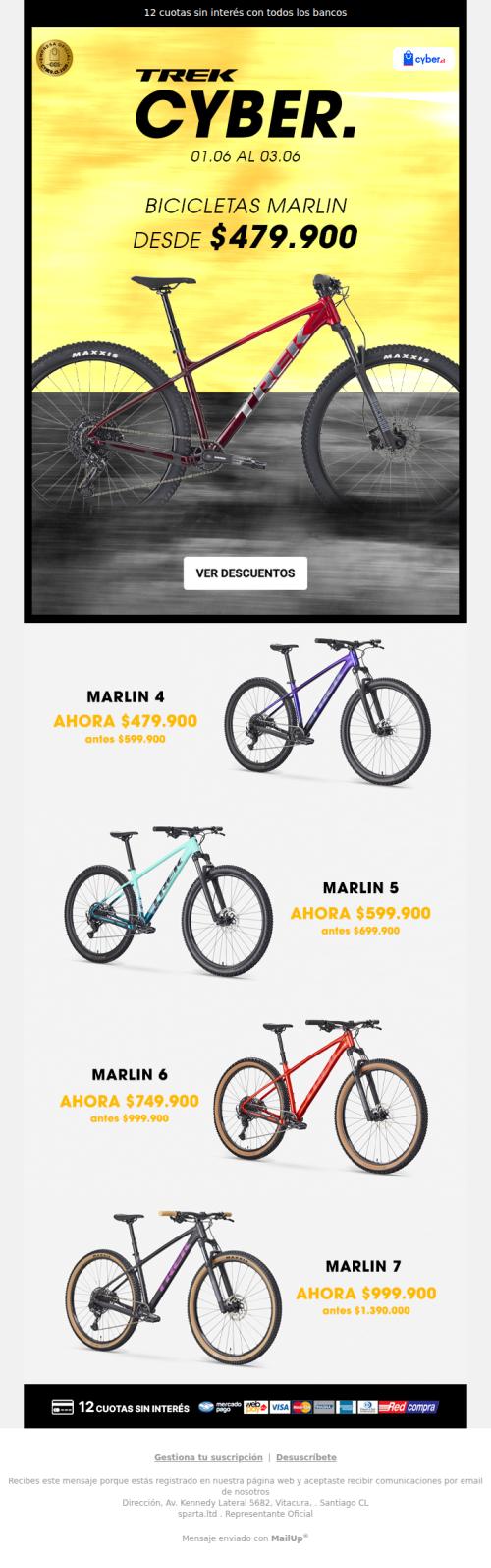 🚵 Cyber en Trek: Marlin desde $479.900🚨