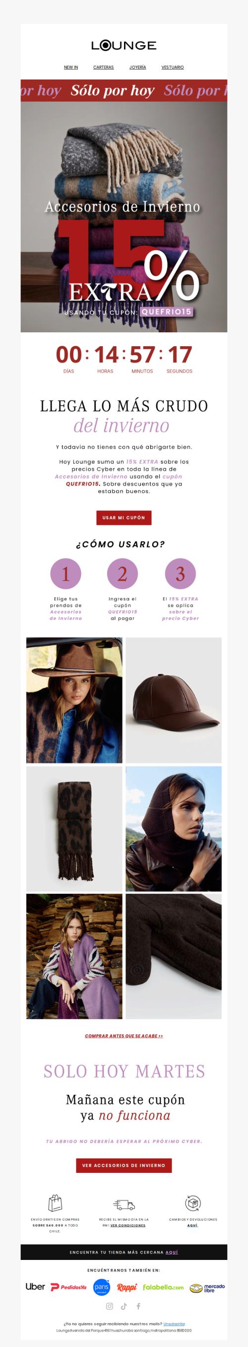 Hace frío. Y hoy hay 15% EXTRA para abrigarte 🧥