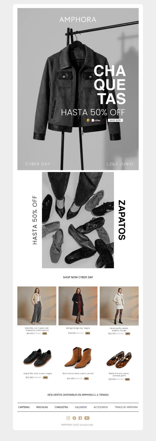 Chaquetas & Calzados con hasta 50% OFF! Cyber Day
