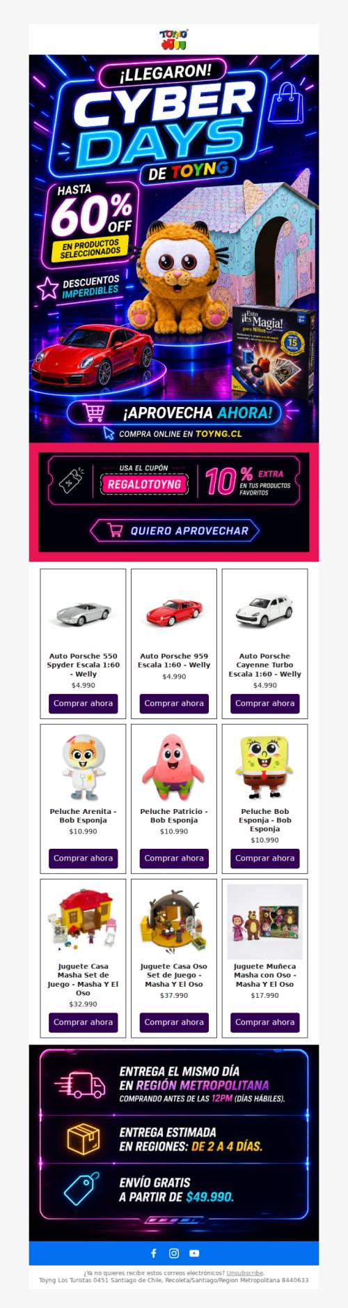🧸 Diversión, juegos y hasta 60% OFF en Toyng