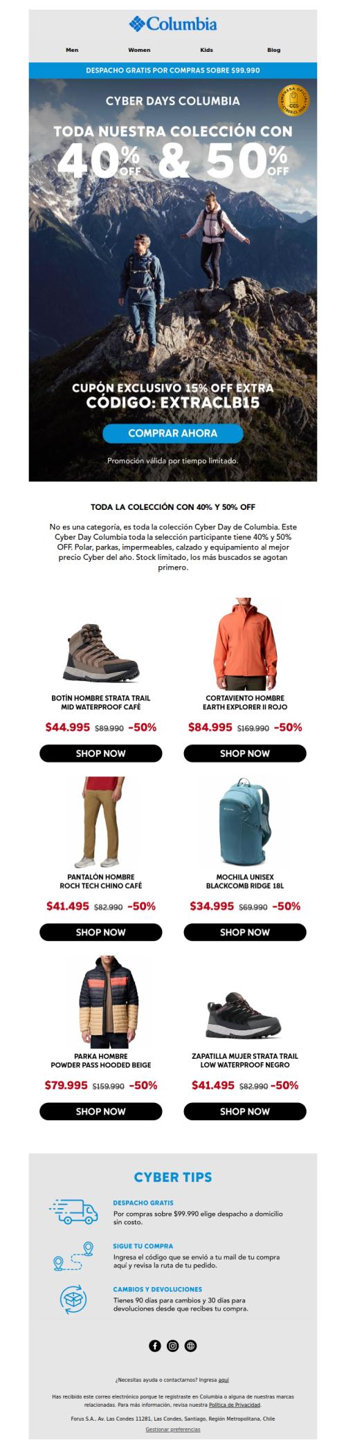 🔥 Cyber Days Columbia: ¡Todo con 40% y 50% OFF!