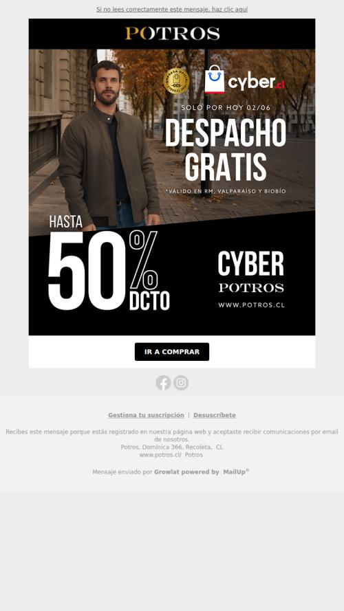 Despacho gratis solo por hoy ⚡Cyber Potros hasta 50% dcto