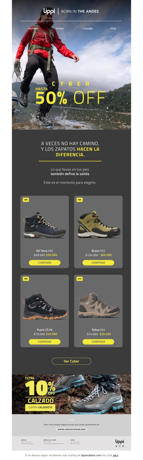 Equípate hoy: hasta 50% off + 10% extra en calzado