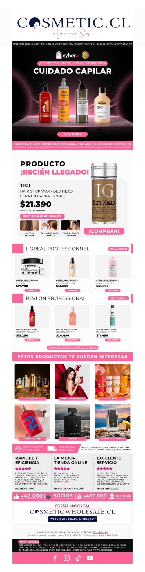 ¡Cyber Day! 🙋‍♀️ Cuidado capilar con hasta 50% dcto ❤️