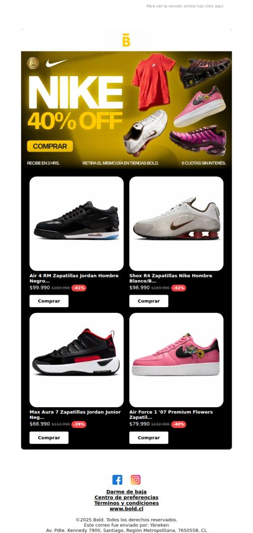 Precios increíbles Nike: entra CYBER BOLD ahora