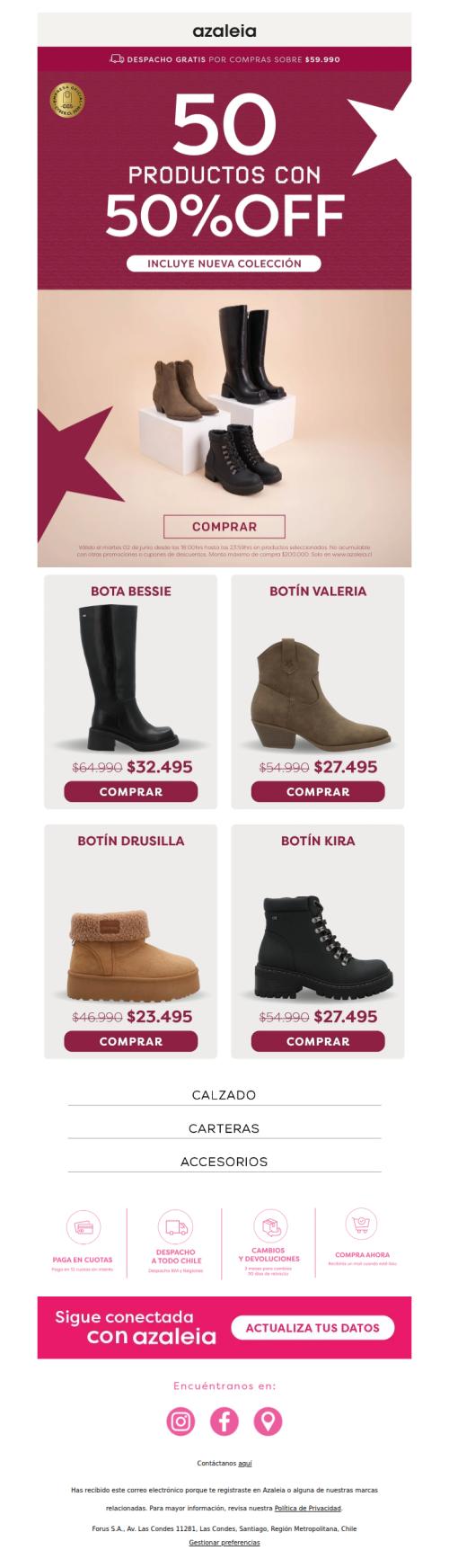 ¡50 productos, con 50% OFF! x4hrs
