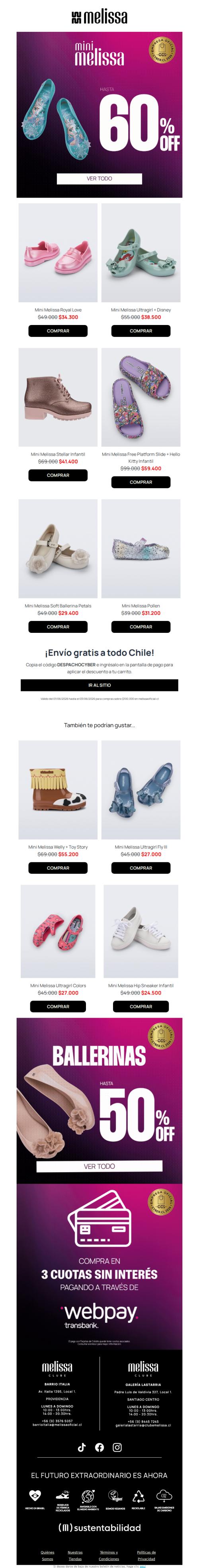 ¡Mini Melissa con hasta 60% OFF! ❤️‍🔥