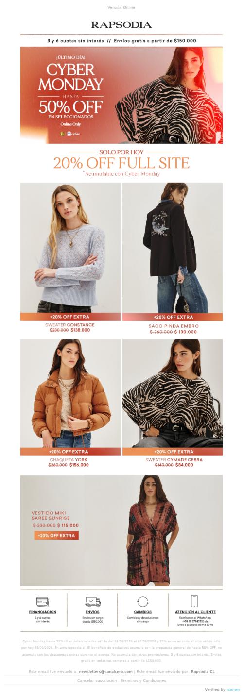 ¡ÚLTIMO DÍA! 💥 Hasta 50% OFF + 20% OFF Full Site