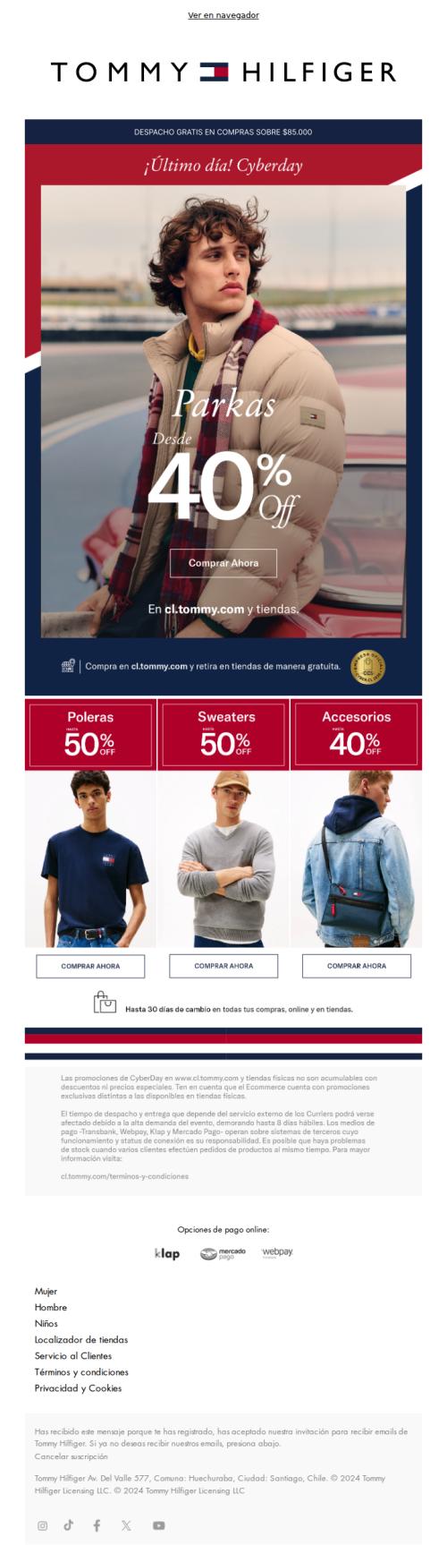 ⏰ Último día para Hombre: aprovecha Cyber Tommy antes de que termine