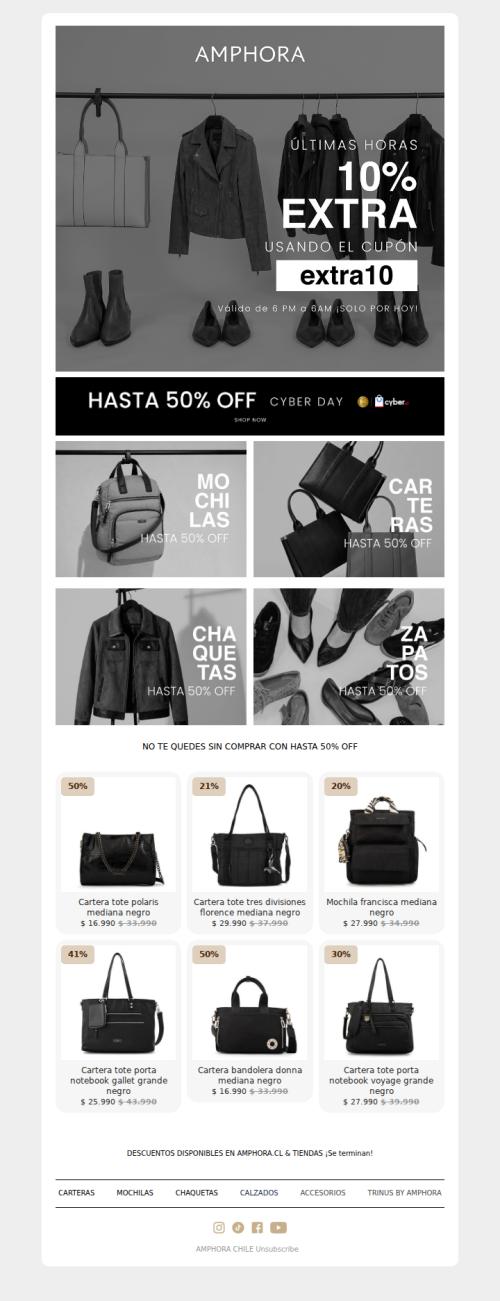 EXTRA 10% descuento sobre descuento ¡Se acaba el Cyber Day!