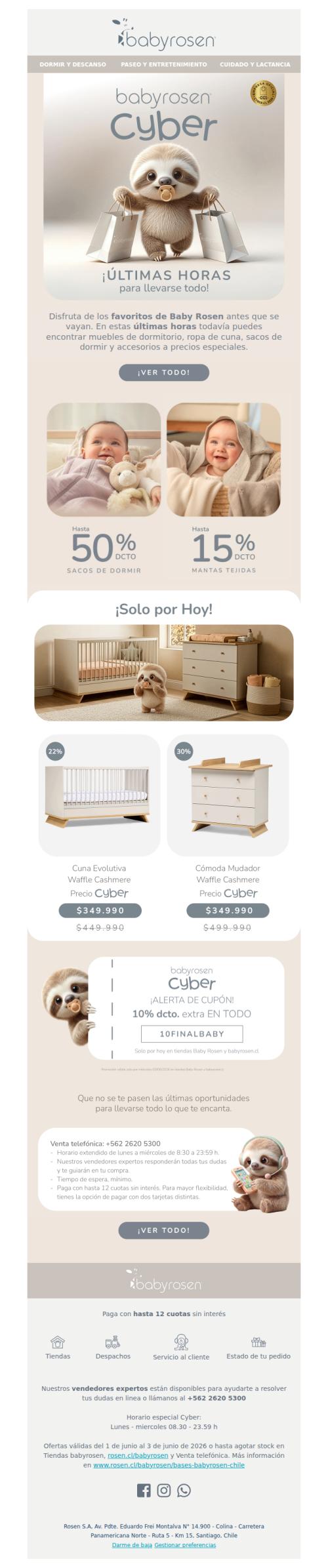 Últimas horas de hasta 50% dcto. en Baby Rosen Cyber⏰