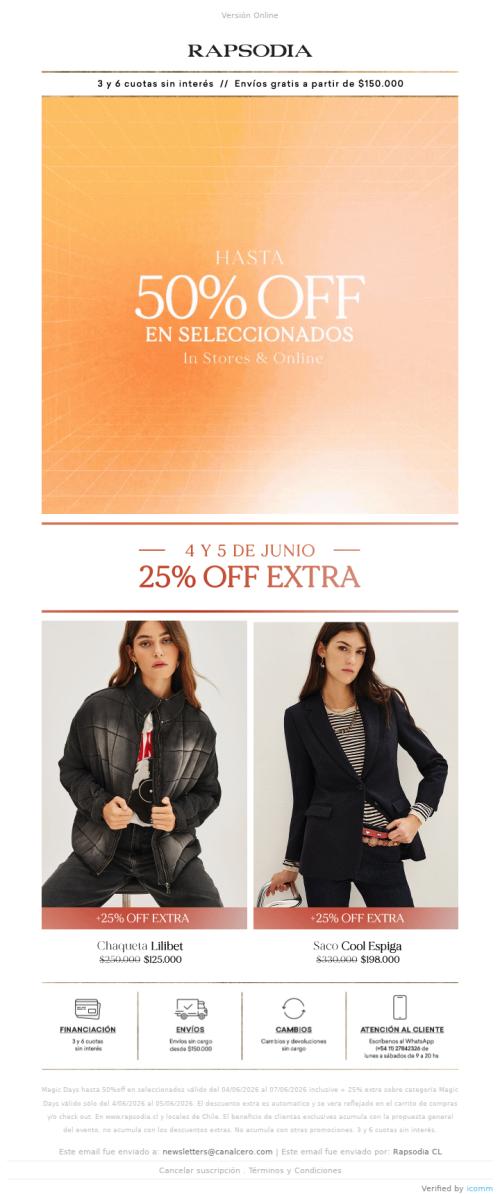 ¡Extendimos! Hasta 50% OFF + 25% OFF Extra 💥