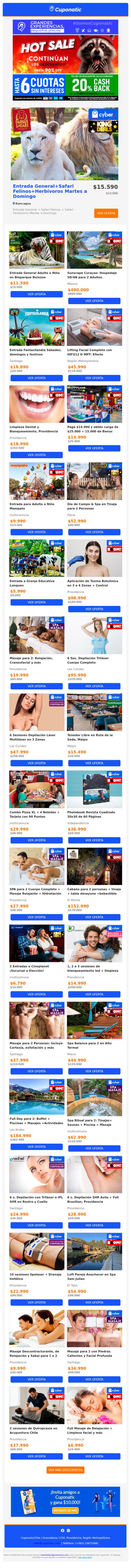 ¡Siguen las Ofertas! ❤️HOT SALE ♨ 20% CASHBACK en: Parque Safari | Happyland