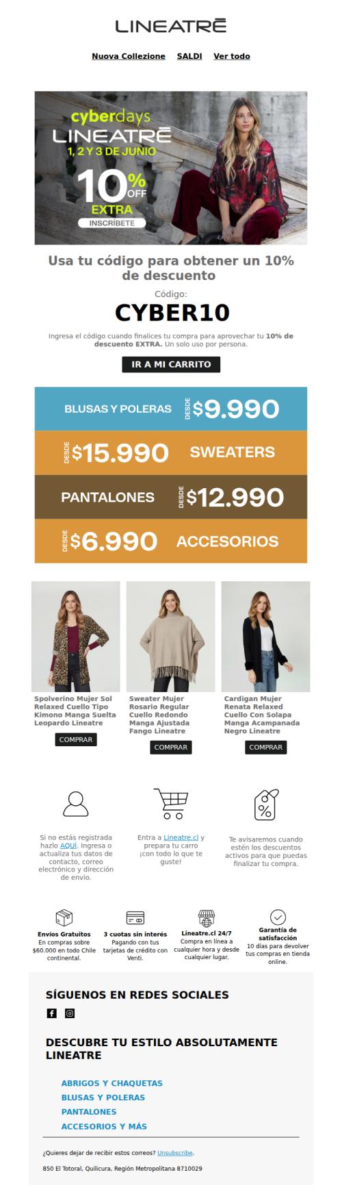Cyber Lineatre - Usa tu 10% de descuento