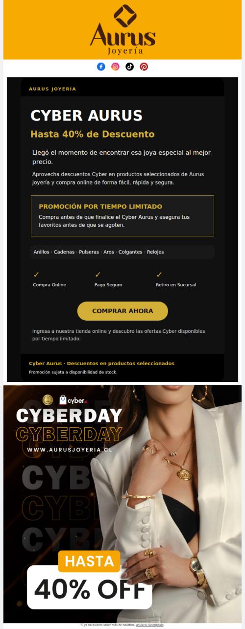 Cyber Aurus: Hasta 40% de Descuento en Joyas Seleccionadas