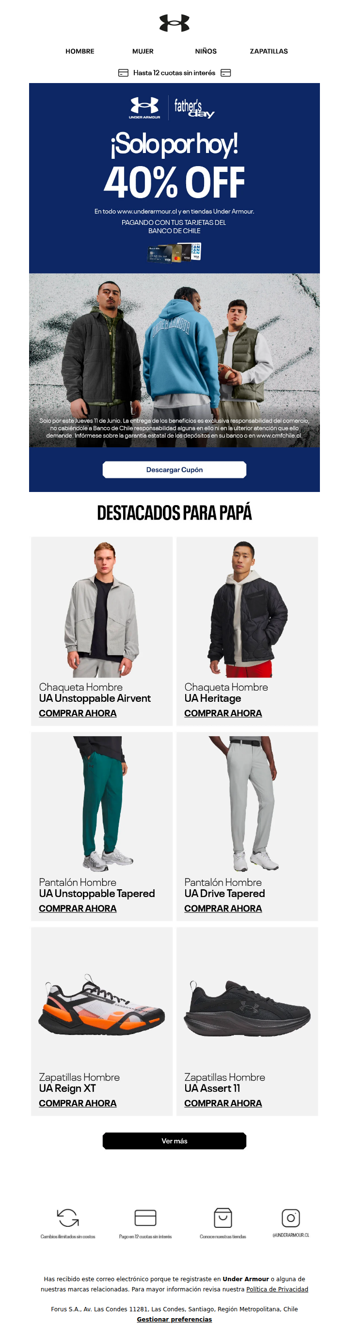 💥 Solo por hoy 40% de dcto. con tarjetas Banco de Chile 💳