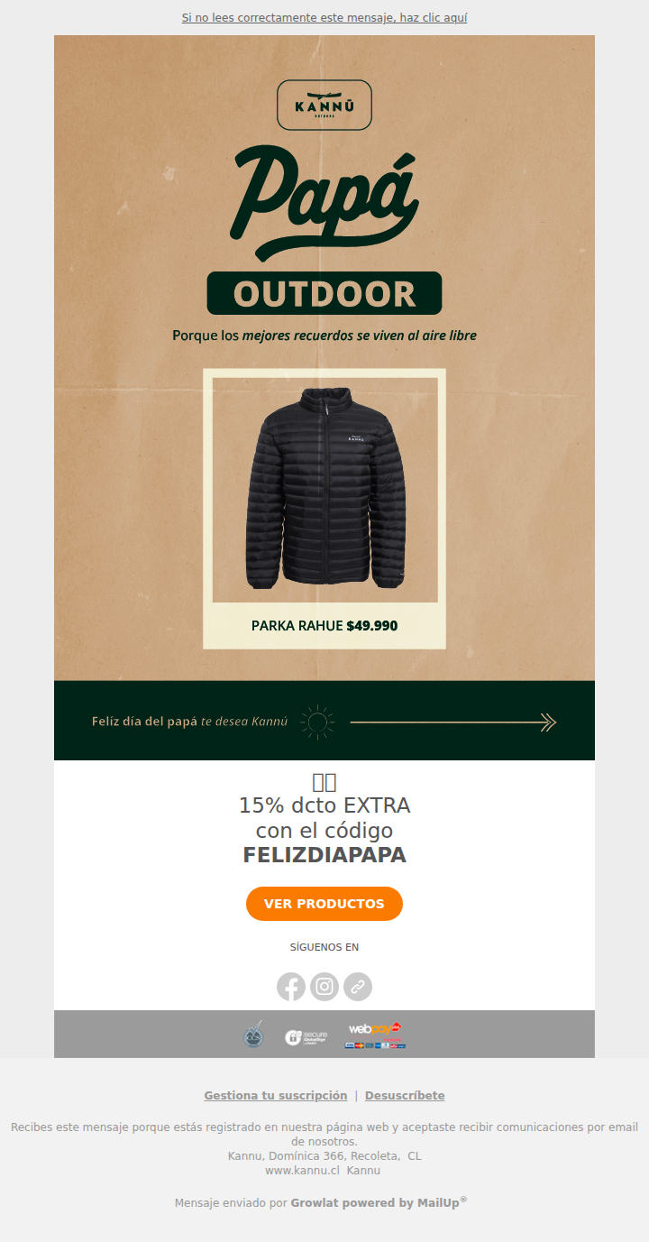 Cupón de descuento para un Papá Outdoor ⛰