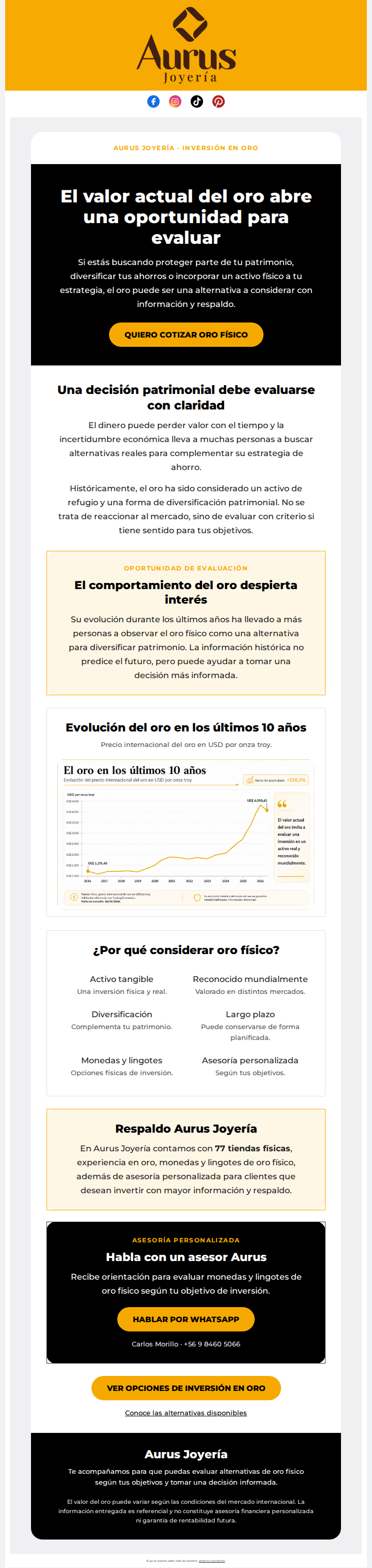 El valor actual del Oro abre una oportunidad para tí