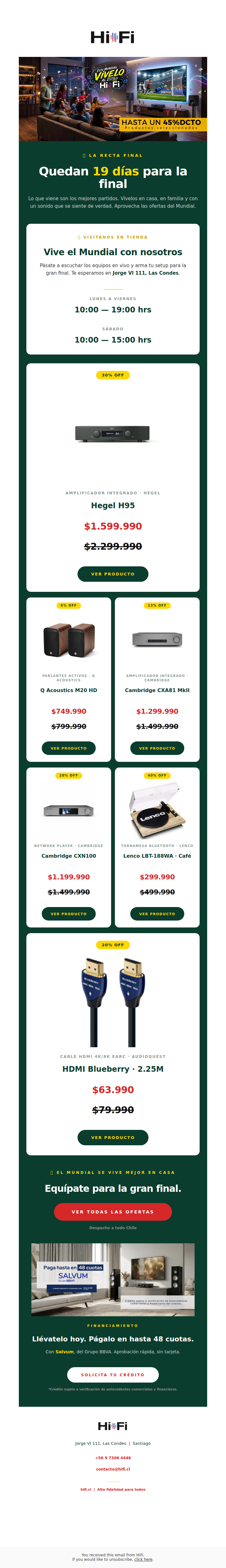 ⚽ Recta final del Mundial: hasta 45% OFF en Hi-Fi