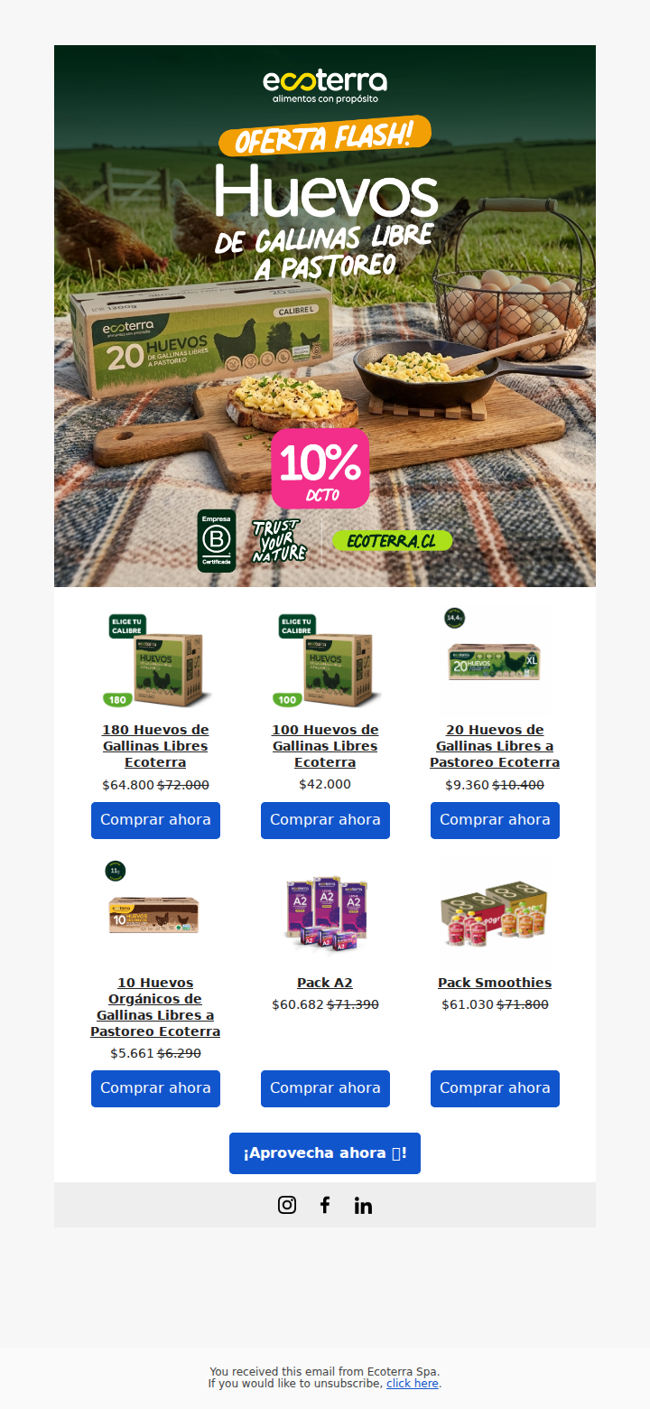 ¡10% OFF  Solo por hoy🤩! Disfruta los mejores huevos Ecoterra directo a tu casa 🚚.