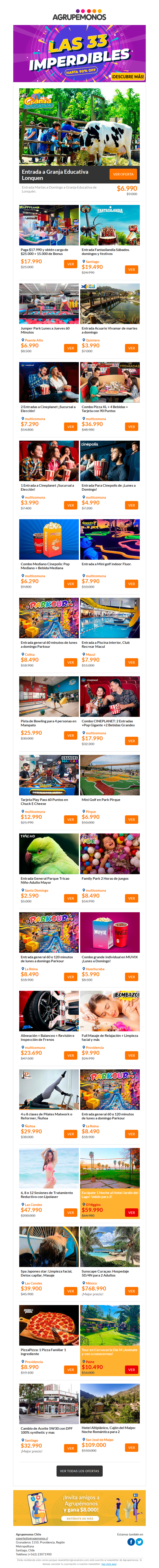 33 IMPERDIBLES✉No te las Puedes Perder ☛ Termas / Cinépolis / Circo Sobre Hielo