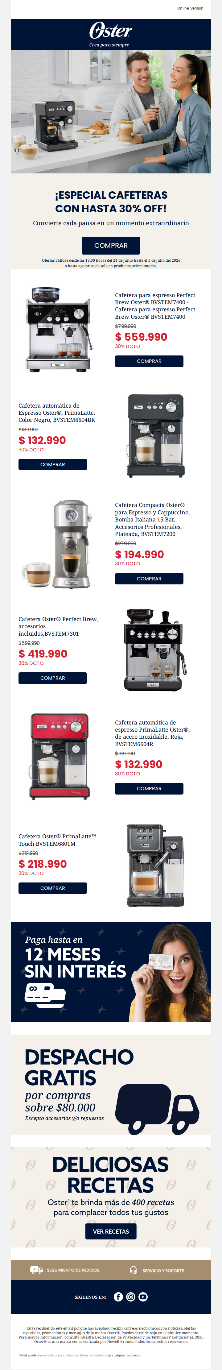 Tu próxima cafetera con hasta 30% OFF
