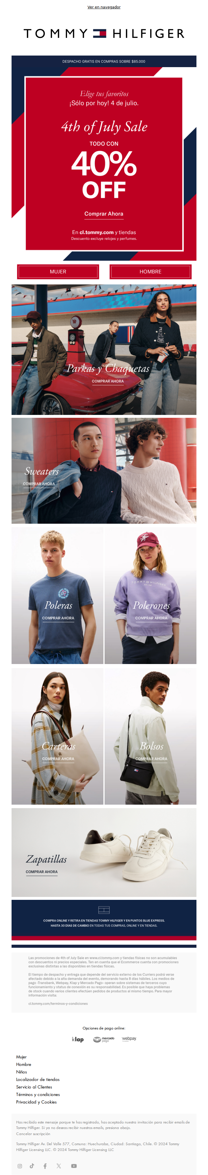 ⚡ Todo con 40% OFF en Tommy | 🇺🇸 4TH OF JULY