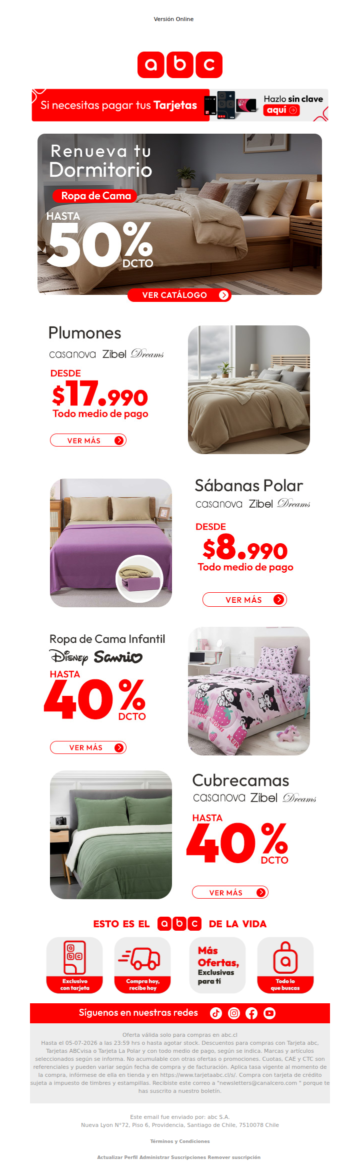 Hasta 50% dcto en ropa de cama, tu cama celebra💥