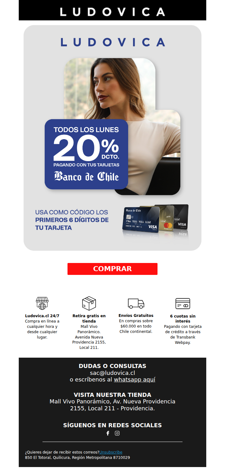 20% de Descuento con tu Tarjeta Banco de Chile