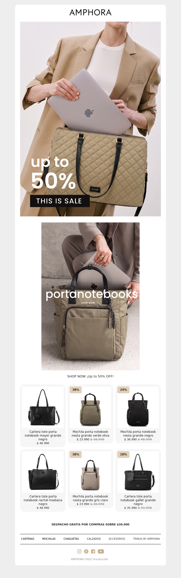 Carteras y mochilas portanotebook con hasta 50% OFF