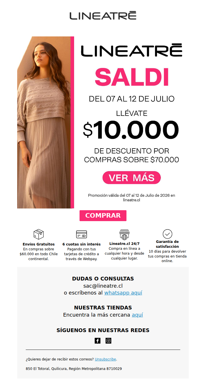 $10.000 de regalo por compras sobre $70.000