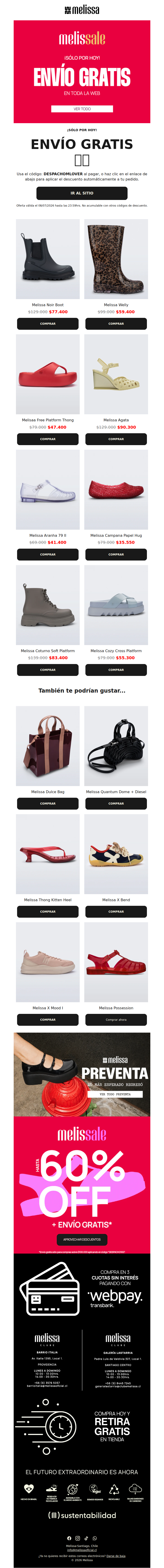 ¡Sólo por hoy! Envío gratis en toda la web ❤️‍🔥