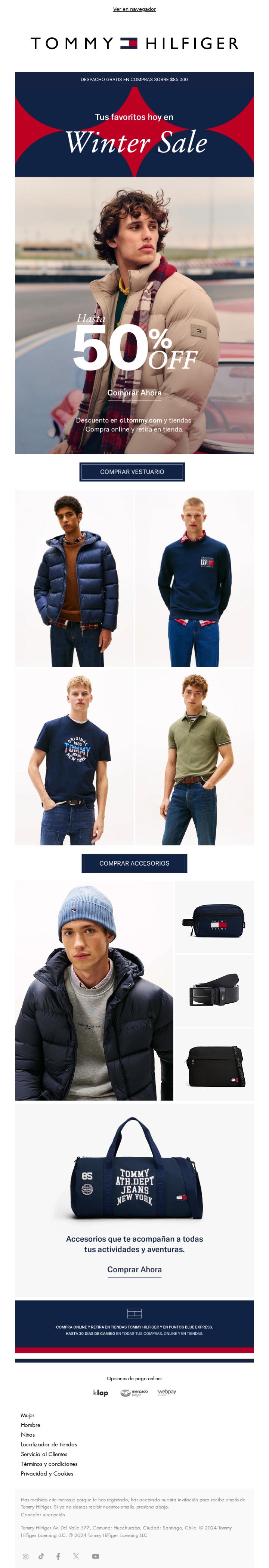❄️ WINTER SALE | Hasta 50% OFF en Tommy Hombre