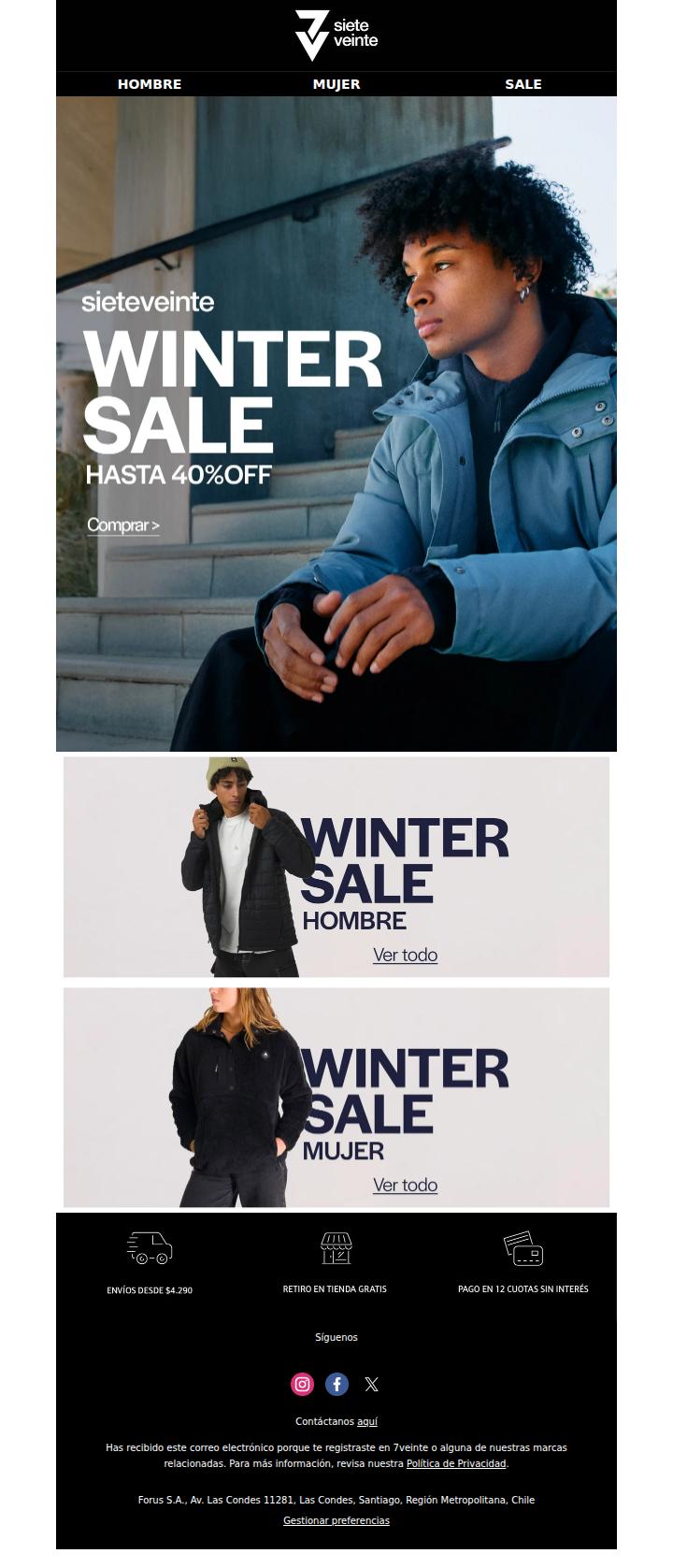 Winter Sale 7veinte ¡Hasta 40%OFF!