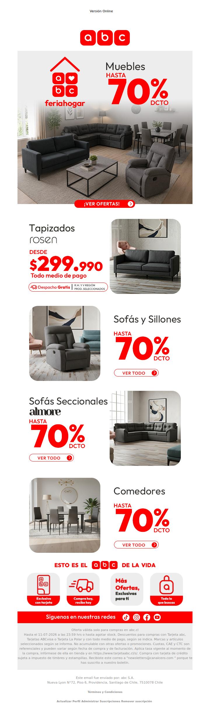¡Hasta 70% dcto para renovar tus muebles! ✨