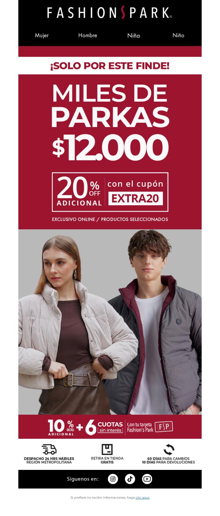 ¡Miles de parkas a $12mil! ❄️