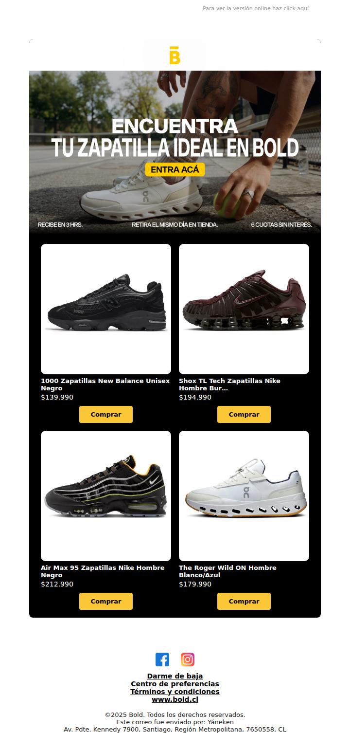 Encuentra tu zapatilla ideal en BOLD. Entra acá