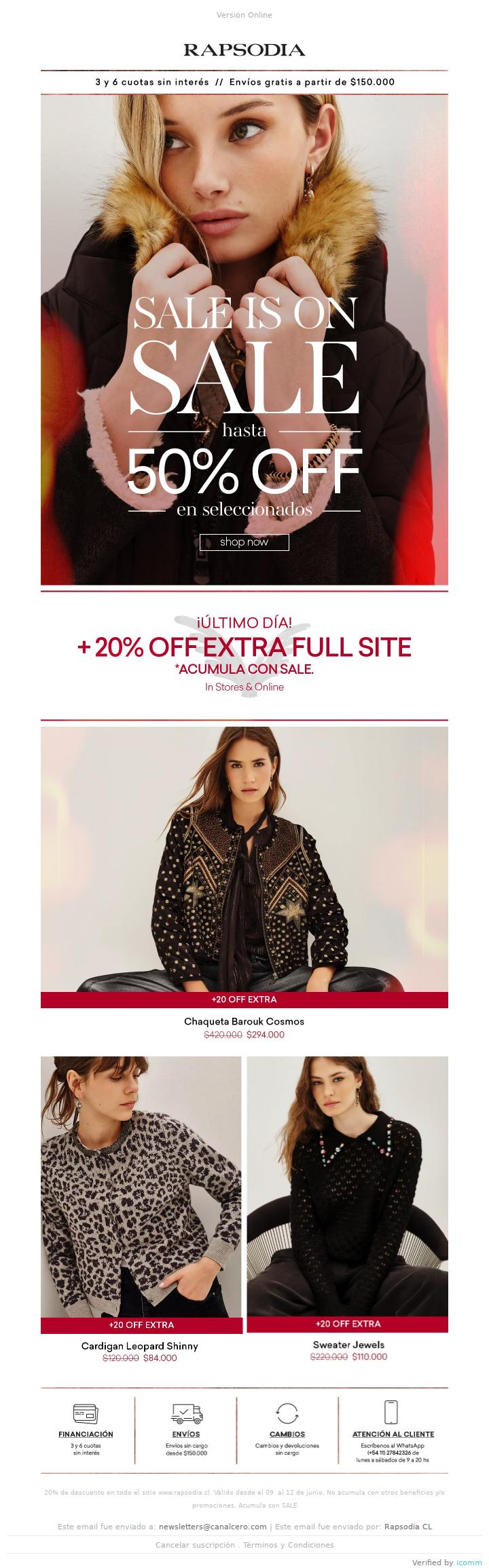 💣 ¡Último día! 20% OFF Extra Full Site 