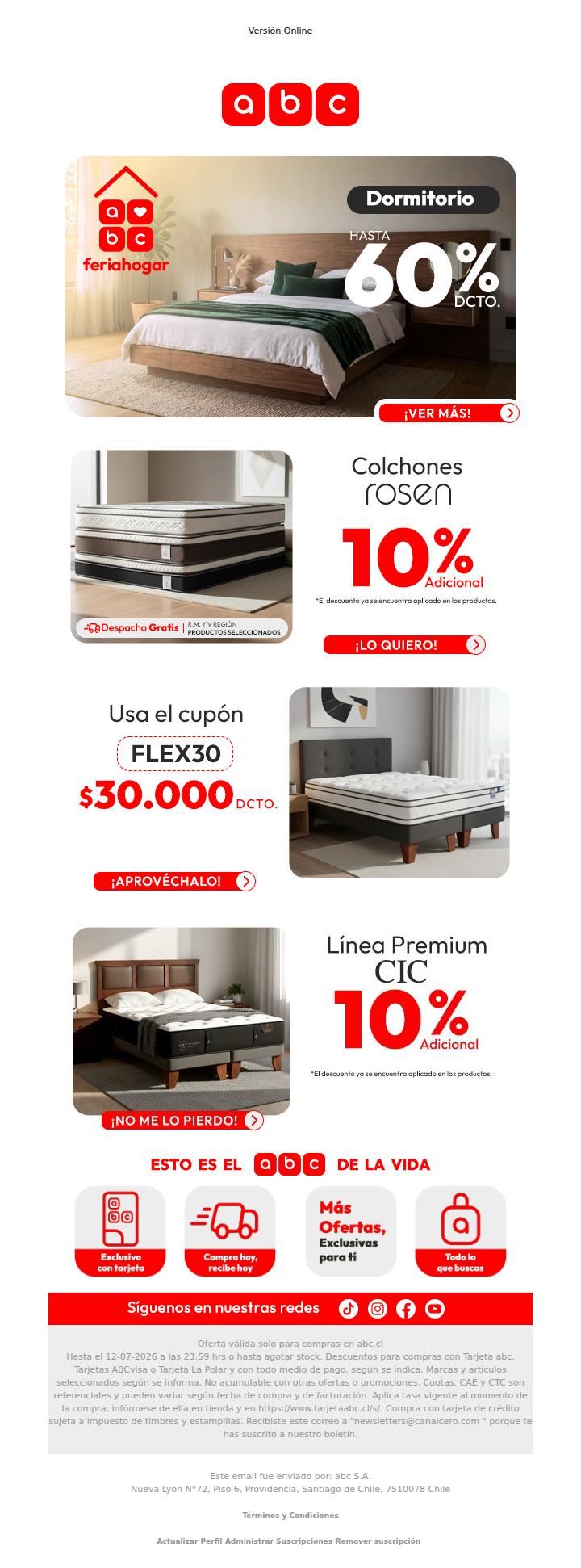 Hasta 60% dcto en Dormitorio: La Feria Hogar te espera 🛏️✨