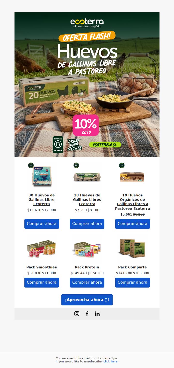 ¡10% OFF  Solo por hoy🤩! Disfruta los mejores huevos Ecoterra directo a tu casa 🚚.