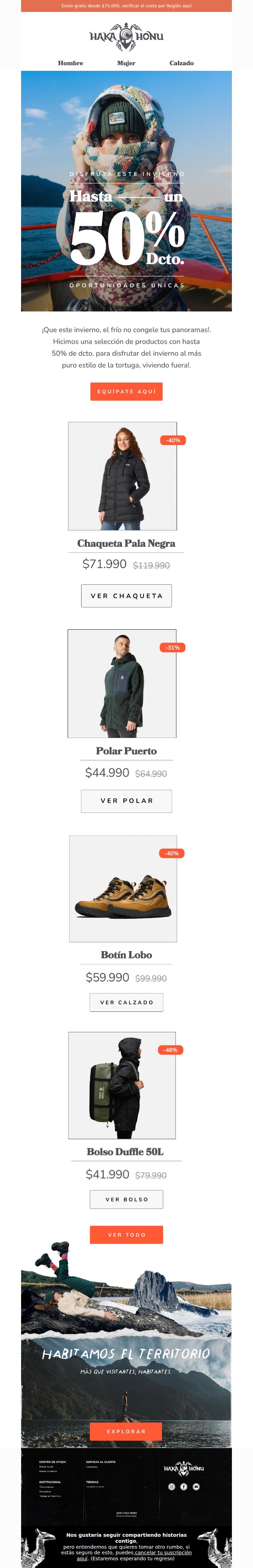 Especial de invierno hasta 50% de dcto.