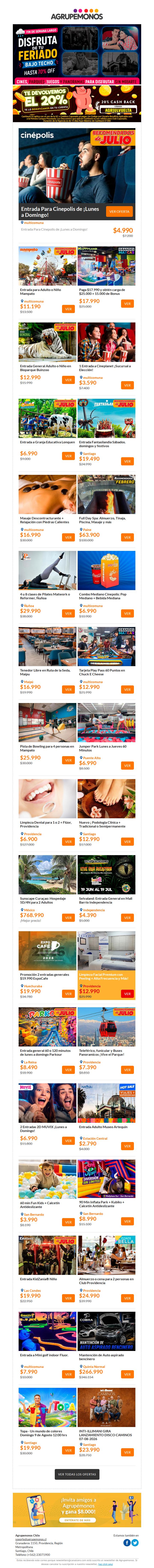 ☁️¡Al Mal Tiempo, Tremendo Panorama!☁️ Cines, Parques + 20% de REGRESO