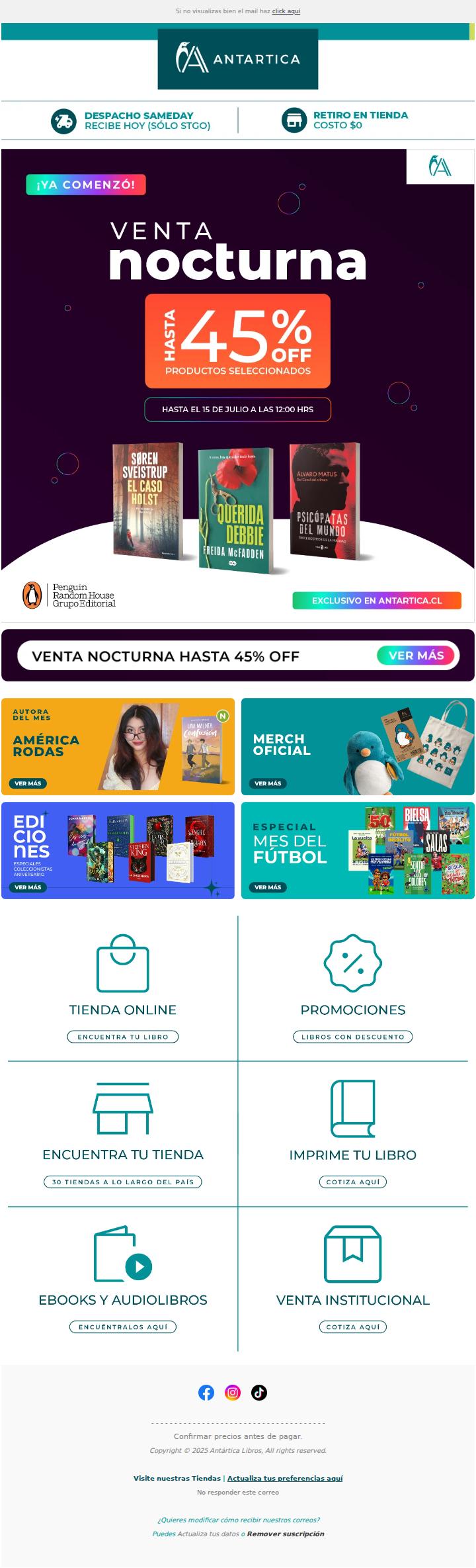 ¡VENTA NOCTURNA! 🌜 hasta 45% OFF en productos seleccionados de Penguin Random House 😍