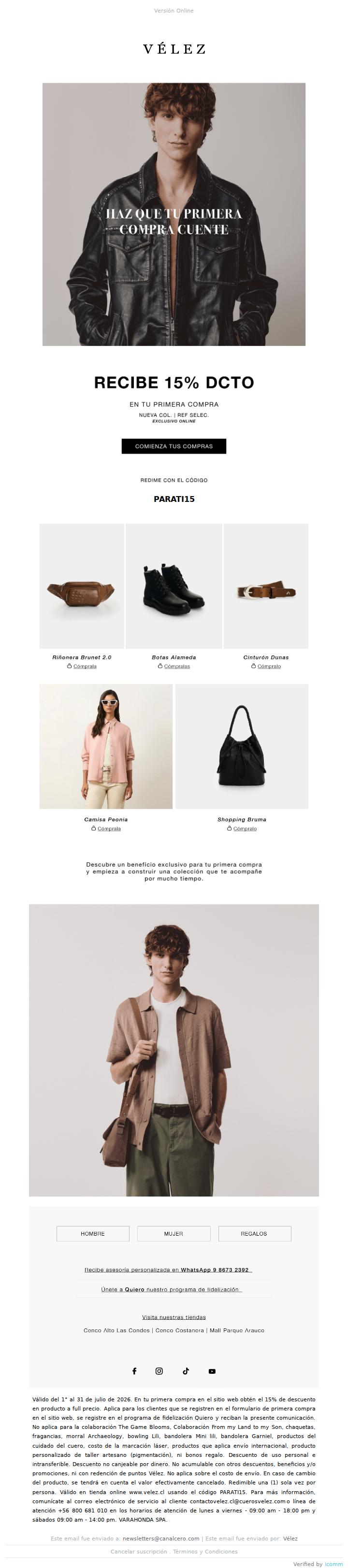 ¡Empieza con la pieza perfecta! , tu primera compra tiene 15% OFF✨